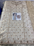 Haris Shakeel Inspired Pale Blue & Gold Embroidered Suit with Dupatta