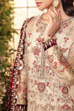 3 Piece Unstitched Embroidered Organza Suit | BD-2905-Ivory and Maroon-Default