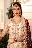 3 Piece Unstitched Embroidered Organza Suit | BD-2905-Ivory and Maroon-Default