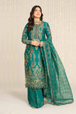 Maria B - Unstitched Embroidered Cotton Satin Suit - CST-805-Deep Ferozi