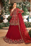 MARIA B | 3 Piece Unstitched Embroidered Organza Suit | BD-2908-Red-Default