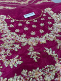 Hussain Rehar Naunihal Anari Red Satin Lehenga Set | Embellished Choli & Net Dupatta