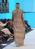 Saira Shakira – Ivory Printed Stripe Silk Kaftan