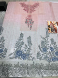 Maria B Ombre Blossom Embroidered Pishwas with Dupatta | Pink & Grey