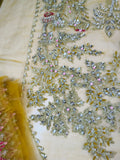 Husain Rehar Bano – Luxury Organza Silk Sharara Suit with Kora Dabka Work