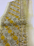 Husain Rehar Zesty – Lime Yellow Luxury Suit with Velvet Palazzo