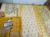 Husain Rehar Bano – Luxury Organza Silk Sharara Suit with Kora Dabka Work