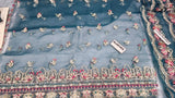 Mirha Imran Tealeh - Embroidered Teal Green Long Shirt & Silk Sharara