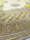 Husain Rehar Zesty – Lime Yellow Luxury Suit with Velvet Palazzo