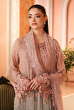 Maria B Ombre Blossom Embroidered Pishwas with Dupatta | Pink & Grey