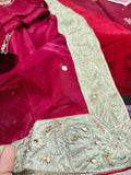 Product Title
Tabeer – Magenta Sheesha Silk Suit with Hand Work