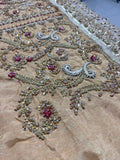 Harris Shakeel Golden Angrakha Maxi – Luxury Maxi 3 Piece Suit (Korean Raw Silk Embellished)