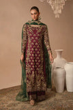 Abeera Usman Burgundy Dusk – Luxury Tussel Silk Suit