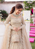 Kanwal Malik Samira Nude Hand-Embellished Organza Maxi Lehenga with Net Dobatta | Nine-Panel Collection