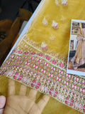 Husain Rehar Bano – Luxury Organza Silk Sharara Suit with Kora Dabka Work