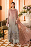 Maria B Ombre Blossom Embroidered Pishwas with Dupatta | Pink & Grey