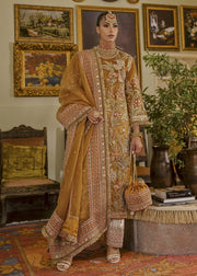 Husain Rehar Bano – Luxury Organza Silk Sharara Suit with Kora Dabka Work