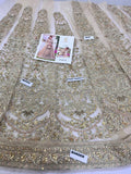 Kanwal Malik Samira Nude Hand-Embellished Organza Maxi Lehenga with Net Dobatta | Nine-Panel Collection