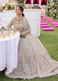 Kanwal Malik Samira Nude Hand-Embellished Organza Maxi Lehenga with Net Dobatta | Nine-Panel Collection