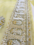 Husain Rehar Zesty – Lime Yellow Luxury Suit with Velvet Palazzo