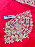 Hussain Rehar Motiya Carmine Red Raw Silk Pishwas Lehenga with Net Dupatta | Bridal Collection