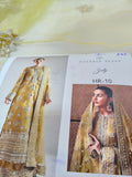 Husain Rehar Zesty – Lime Yellow Luxury Suit with Velvet Palazzo