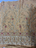 Harris Shakeel Golden Angrakha Maxi – Luxury Maxi 3 Piece Suit (Korean Raw Silk Embellished)