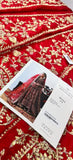 Hussain Rehar Motiya Carmine Red Raw Silk Pishwas Lehenga with Net Dupatta | Bridal Collection