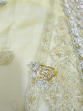 Husain Rehar Zesty – Lime Yellow Luxury Suit with Velvet Palazzo