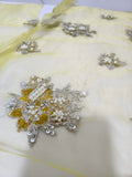 Husain Rehar Zesty – Lime Yellow Luxury Suit with Velvet Palazzo