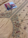 Harris Shakeel Golden Angrakha Maxi – Luxury Maxi 3 Piece Suit (Korean Raw Silk Embellished)
